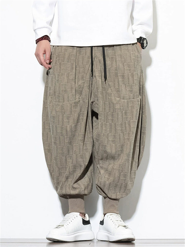 Men's Autumn Casual Geometric Texture Wide Leg Jogger Pants