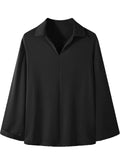 Men's Casual Solid Color V Neck Drape Long Sleeve Shirt