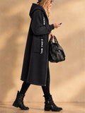 Women Long Hooded Cardigan Fleece Zip Up Oversized Coat