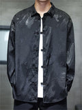 Chinese Style Dragon Jacquard Mandarin Collar Jacket Casual Shirts