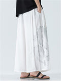 Men's Chinese Style Loong Print Wide Leg Hanfu Pants