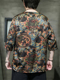 Men's Summer Cool Chinese Style Loong Printed Half Sleeve TangSuit Shirt