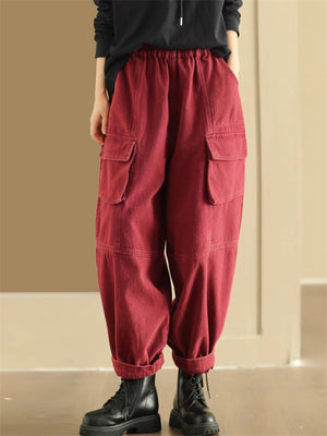 Women's Trendy Multi-Pocket Workwear Cotton Lantern Pants