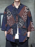 Men's Summer Trendy Chinese Style Printed Button Up TangSuit Shirt