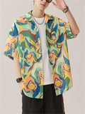 Men's Cool Holiday Style Painting Print Short Sleeve Beach Shirt