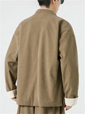 Men's Retro Chinese Style Contrast Stand Collar Corduroy Tangsuit Jackets