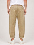 Men's Japanese Style Belted Relaxed Fit Straight Leg Pants