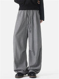 Mens Elastic Waist Striped Baggy Wide Leg Streetwear Pants