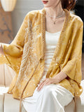 Women's Yellow Beaded BatWing Sleeve Cardigan Shirts