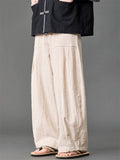 Mens Vintage Breathable Cotton Linen Wide Leg Baggy Loose Pants