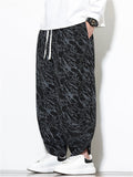 Men's Autumn Casual Texture Printed Wide Leg Carrot Cropped Pants