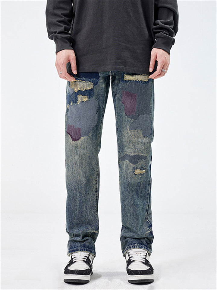 Ripped Patched Vintage Popular Jeans for Men