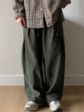 Mens Japanese Style Relaxed Fit Loose Utility Workwear Pants