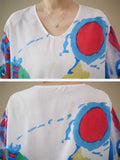 Cute Colorful Cartoon Elephant Summer Oversized Shirt for Women