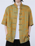 Oriental Style Casual Print Short Sleeve Shirts for Men