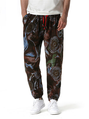 Personalized Printed Drawstring Men's Casual Linen Jogger Sweatpants