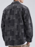 Men's Casual Plaid Lapel Long Sleeve Denim Shirts