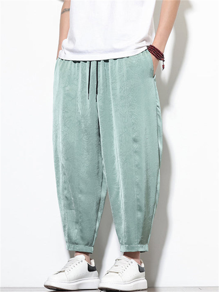 Mens Ice Silk Harem Pants Loose Baggy Yoga Tapered Joggers