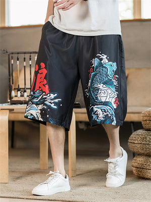 Soft Smooth Oversized Print Beach Shorts for Men