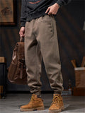 ‌Men's American Style Loose Fit Casual Jogger Pants with Button Details Pockets