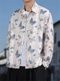 Men's Vintage Butterfly embroideried Long Sleeve Shirt