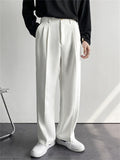Men Old Money Style Wide Leg Pleated Drape Straight Pants