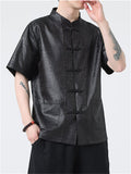 Chinese Style Texture Pattern Stand Collar Tang Suit Shirt