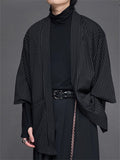 Japanese Style Black Stripe 3/4 Sleeve Cardigan for Men