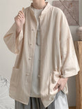 Chinese Style Loose Casual Summer Half Sleeve Shirts for Men