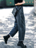 Vintage Blue Women's Oversized High Waist Straight-Leg Jeans