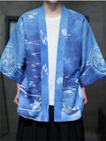 Chinese Vintage Zen Clothing Chinoiserie Print Cardigan Shirt for Men