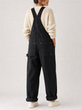 Women Casual Baggy Wide Leg Carpenter Bib Overalls Jumpsuit