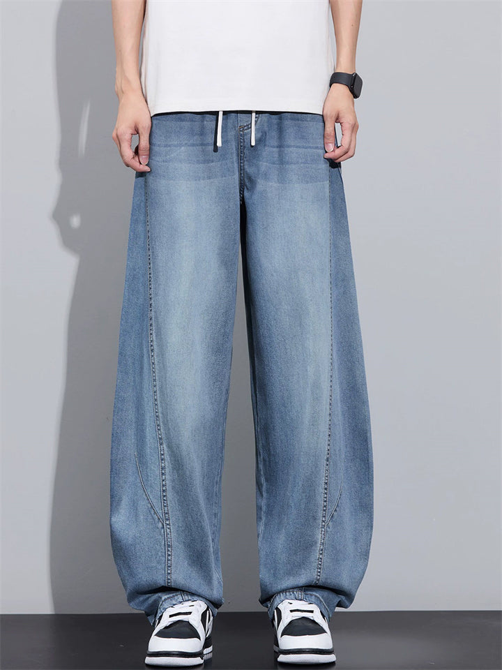 Men's Streetwear Summer Loose Fit Wide Leg Scimitar Denim Pants