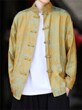 Chinese Style Men's Print Stand Collar Long Sleeve Shirts