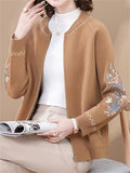 Women's Round Neck Knit Cardigan Sweater Jacket