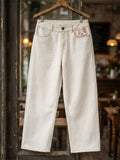 Men Casual Washed White Wide Leg Loose Fit Denim Jeans