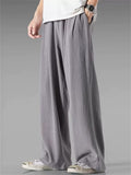 Mens Casual Loose Fit Trousers Baggy Wide Leg Pants