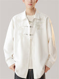 Oriental Style Men's Flower Embroidered Long Sleeve Lapel Shirts