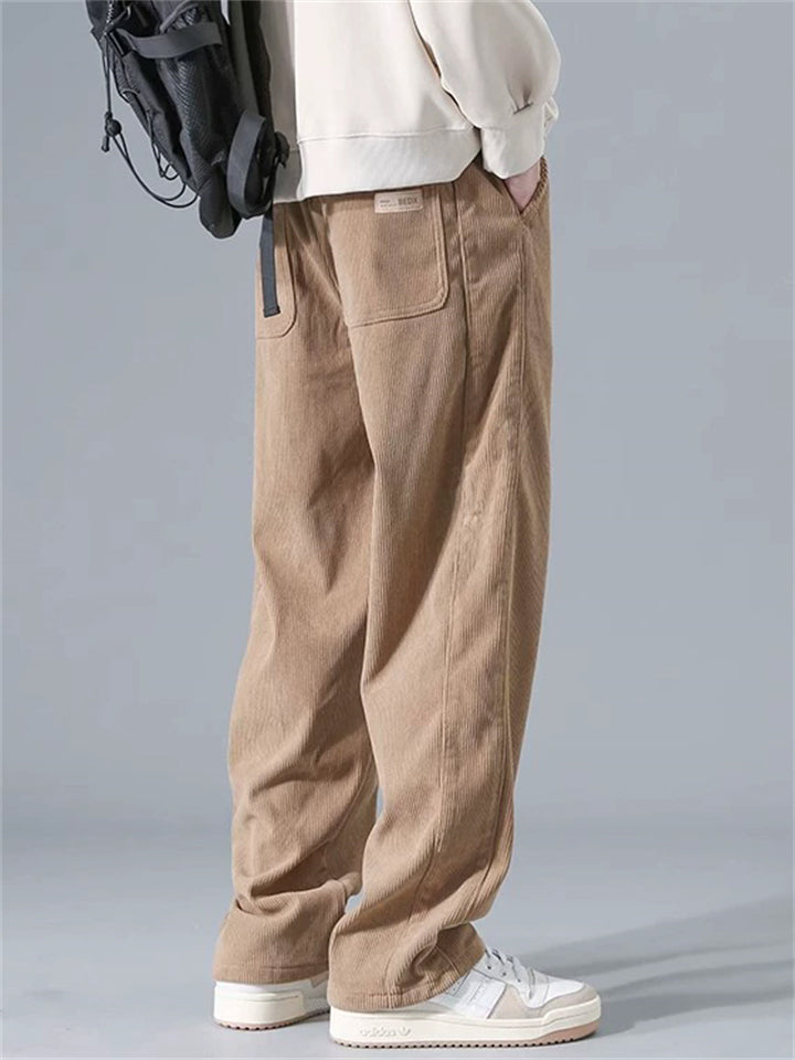 ‌Men's Autumn Retro Loose Fit Corduroy Casual Wide Leg Pants