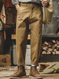 Men Vintage Straight Leg Cotton Twill Chino Work Pants
