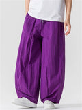 Japanese Style Casual Summer Pleated Wide Leg Cargo Pants Unisex