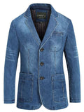 Men's Casual Single Breasted Lapel Suit Collar Denim Jackets
