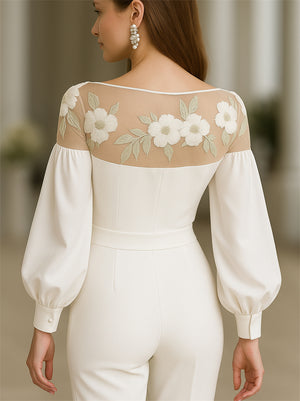 Women's Stylish Shirt With Patchwork Mesh Embroidery