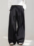 Men's Chic Solid Color Pleated Drape Straight Suit Pants