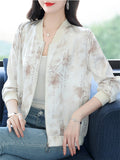Chinese Style Women's Bamboo Hanzi Print Long Sleeve Jacket