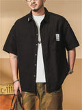 Men Summer Short Sleeve Button Down Pocket Casual Cargo Shirt