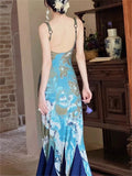 Women's Slim Elastic Square Neck Sleeveless Backless Maxi Dress