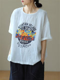 Summer Loose Casual Let's Play Print T-Shirt for Women