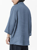 Men's Comfort Super Thin Ramie Fabric Shirts with Bracelet Length Sleeves