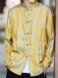Chinese Style Men's Print Stand Collar Long Sleeve Shirts